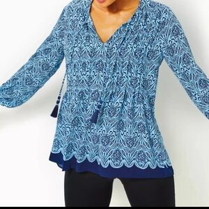 Lilly Pulitzer Marlina Tunic Bon Bon Blue Spring 202